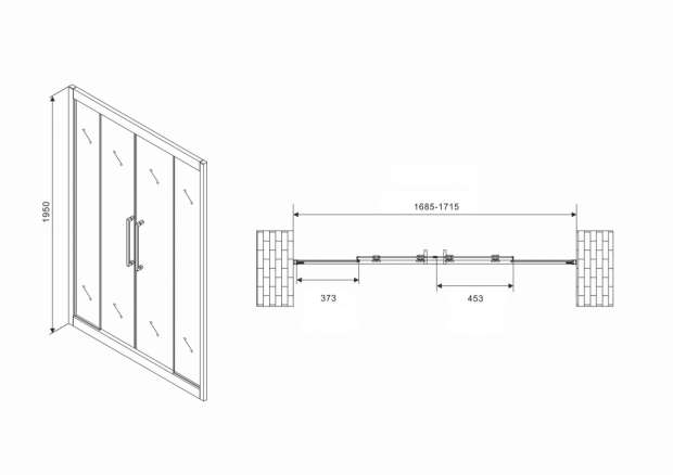 Душевая дверь ABBER SCHWARZER DIAMANT 170x195 (AG33170H)