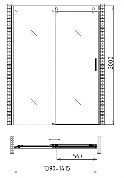 Душевая дверь Gemy Modern Gent 141.5х200 (S25191A)