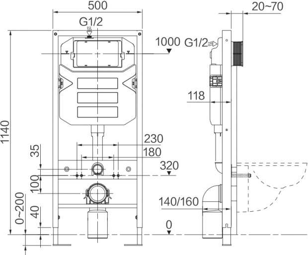 Инсталляция для унитазов Ceramica Nova Envision Flat CN1002B кнопка черная матовая