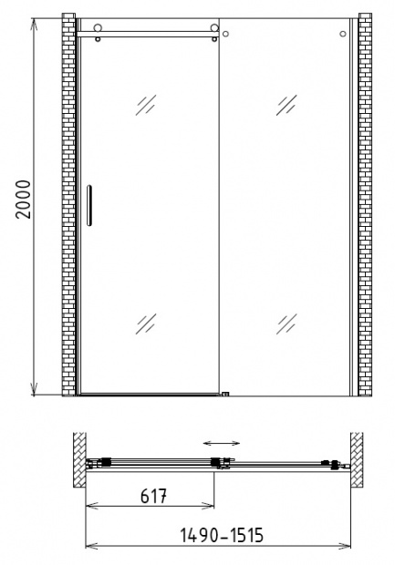 Душевая дверь Gemy Modern Gent 151.5х200 (S25191B-A6-90)