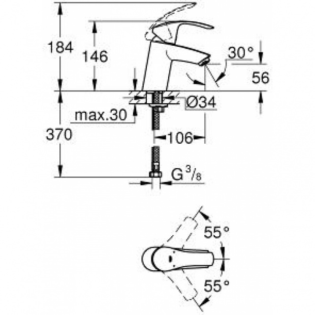 Смеситель для раковины GROHE EUROSMART (32467002)