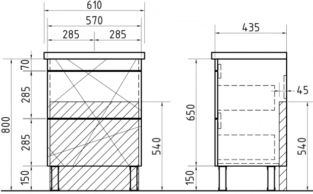 Комплект мебели Vigo Geometry 60 бетон