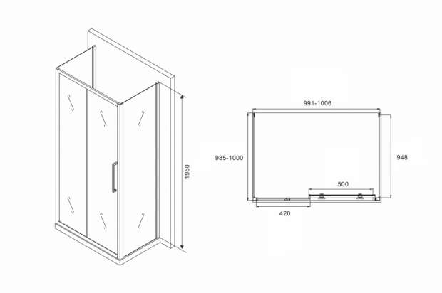 Душевой уголок ABBER SCHWARZER DIAMANT 100x100x195 (AG30100H-S100-S100)