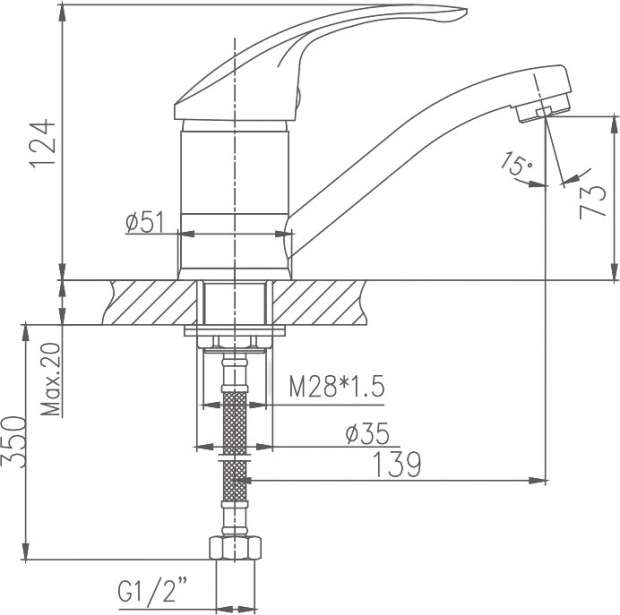 Смеситель для кухни Haiba HB4521-2 хром