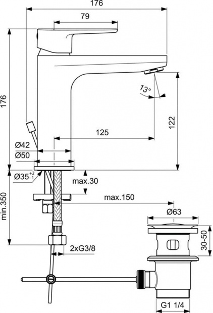 Душевой комплект Ideal Standard CERATHERM T100 (3 в 1)
