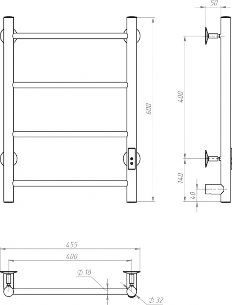 Полотенцесушитель электрический Тругор Аспект ПЭК СП1 60x40