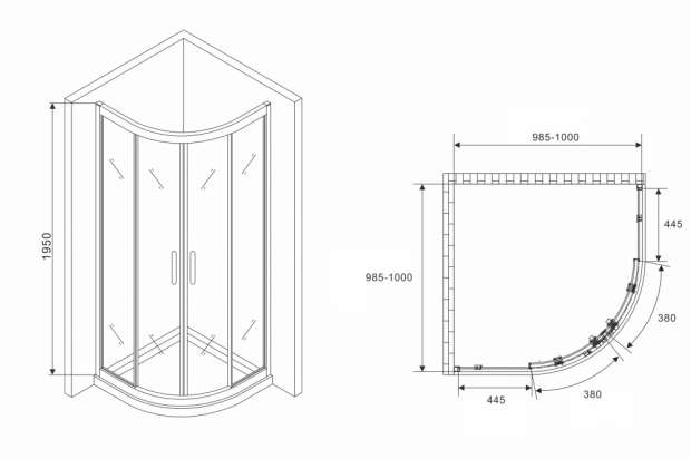 Душевой уголок ABBER SCHWARZER DIAMANT 100x100x195 (AG01100B)