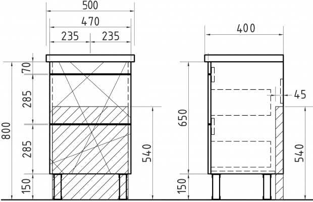 Тумба для комплекта Vigo Geometry 50 бетон