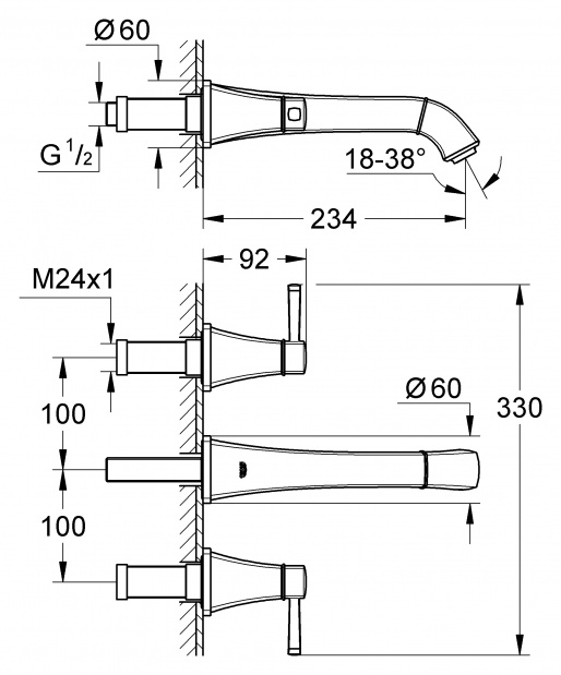 Внешняя часть смесителя для раковины Grohe Grandera (20415000)