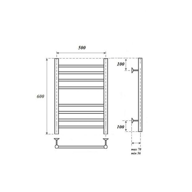 Полотенцесушитель электрический POINT АВРОРА П8 50x60 (PN10156SE) хром