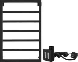 Полотенцесушитель электрический Secado Парма 80х50, ТЭН квадратный, черный матовый, R