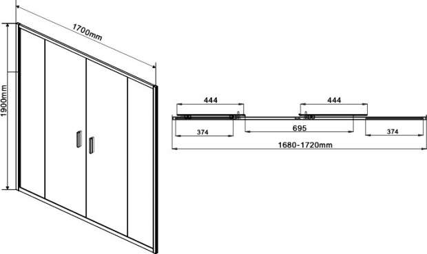 Душевая дверь в нишу Vincea Garda VDS-1G2170CH 170 см, профиль хром, стекло шиншилла