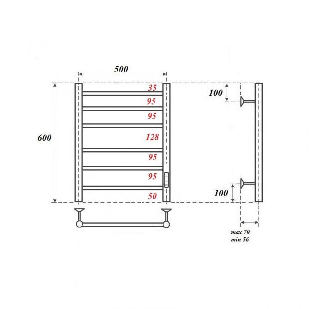 Полотенцесушитель электрический POINT АВРОРА П6 50x60 (PN10856) хром