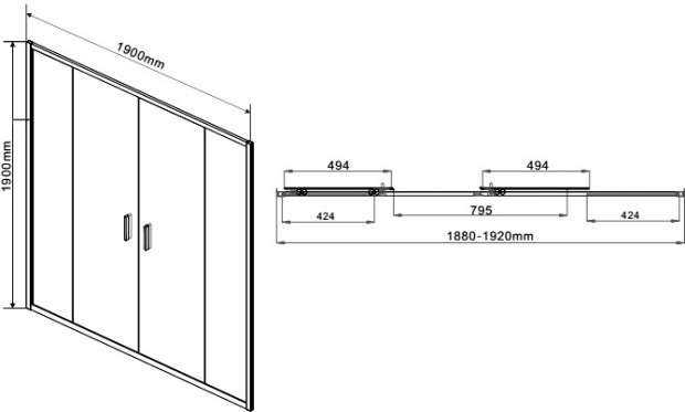 Душевая дверь в нишу Vincea Garda VDS-1G2190CH 190 см, профиль хром, стекло шиншилла