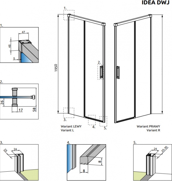 Душевая дверь RADAWAY IDEA DWJ 130x195 (387017-01-01R) R