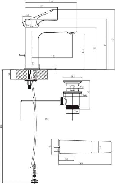 Смеситель для раковины Villeroy&Boch Architectura Square TVW12500100061