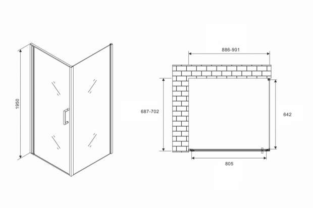 Душевой уголок ABBER SONNENSTRAND 90x70x195 (AG04090B-S70B)