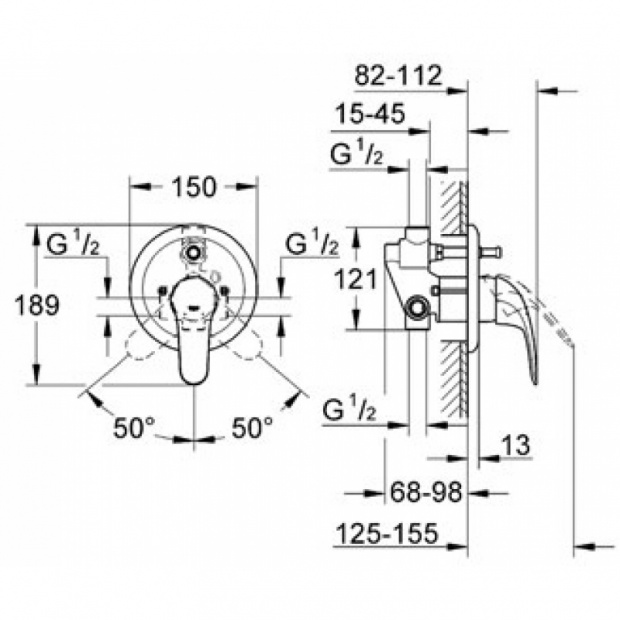 Смеситель для ванны с душем GROHE EUROECO NEW (32747000)