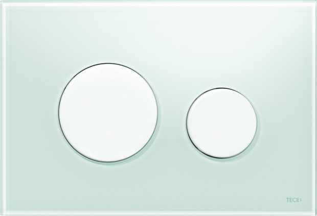 Клавиша смыва TECE Loop 9240651 зеленое стекло, кнопка белая