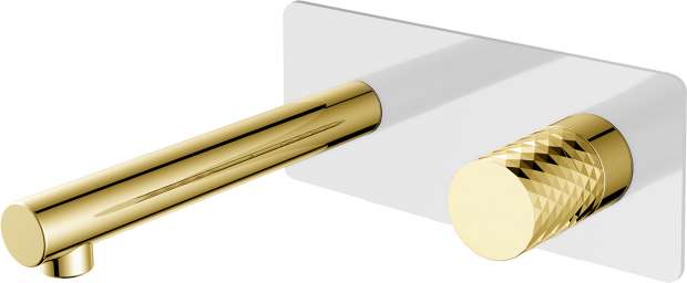 Смеситель для раковины Boheme Stick 125-WG, white, diamond gold