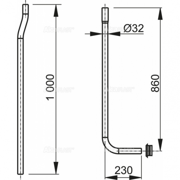 Труба к подвесному бачку ALCA PLAST (A95)