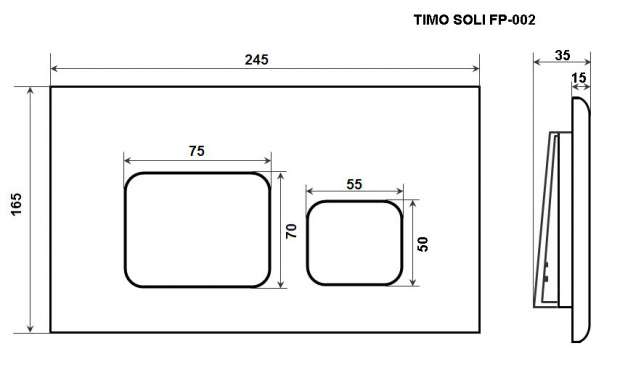 Клавиша смыва для унитаза TIMO SOLI (FP-002) chrome