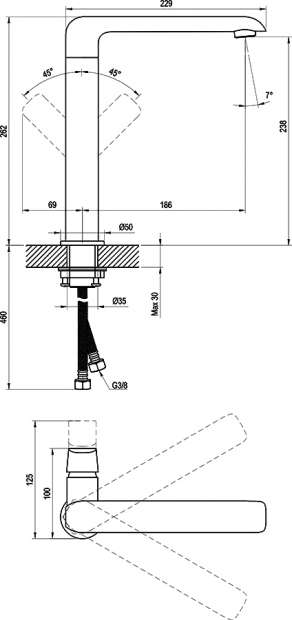 Смеситель Ravak Flat X070125 нержавеющая сталь