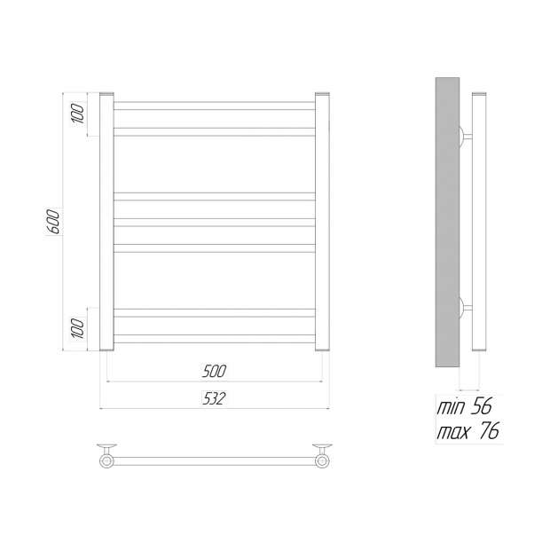 Полотенцесушитель электрический LEMARK URSUS П7 50x60 (LM72607ЕBL) черный