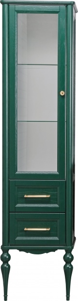 Шкаф-пенал ValenHouse Эстетика L, витрина, зеленый, ручки золото