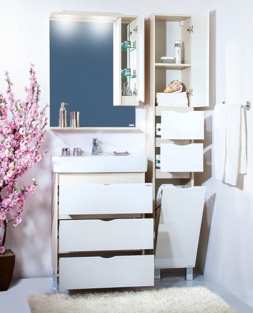 Комплект мебели Бриклаер Токио 70 светлая лиственница, белый глянец