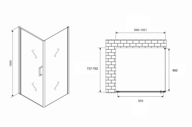 Душевой уголок ABBER SONNENSTRAND 100x75x195 (AG04100M-S75M)