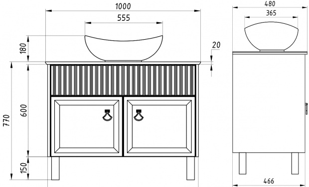 Тумба с раковиной ASB-Woodline Риола 100