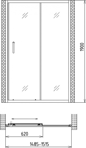 Душевая дверь в нишу Gemy Victoria S30191CM 150 см, профиль хром