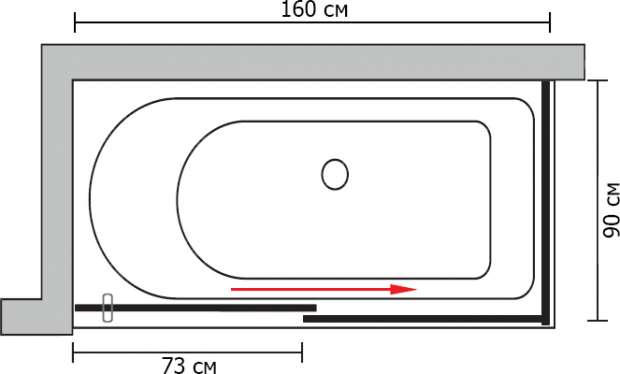 Шторка на ванну GuteWetter Slide Part GV-863B правая 160x90 см стекло бесцветное, профиль хром