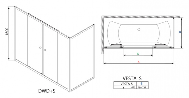 Боковая стенка RADAWAY VESTA S 80x150 (204080-01)