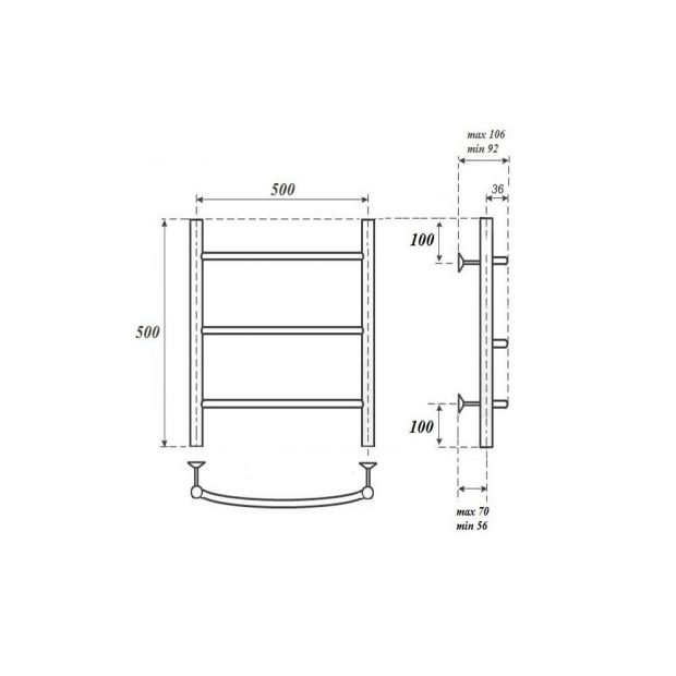 Полотенцесушитель электрический POINT АФИНА П3 50x50 (PN04155E) хром