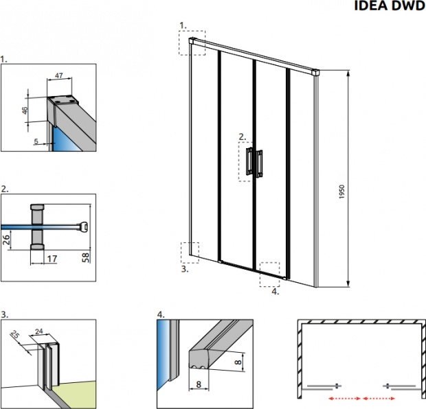 Душевая дверь RADAWAY IDEA DWD 140x195 (387124-01-01)