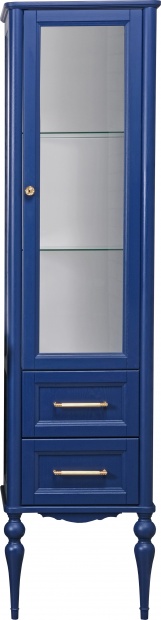 Шкаф-пенал ValenHouse Эстетика R, витрина, синий, ручки золото