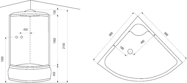 Душевая кабина гидромассажная Arcus 90x90 (AS00103)