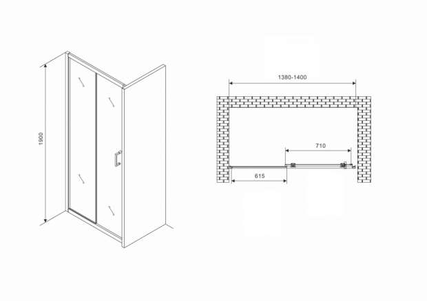 Душевая дверь ABBER SCHWARZER DIAMANT 140x190 (AG301405)