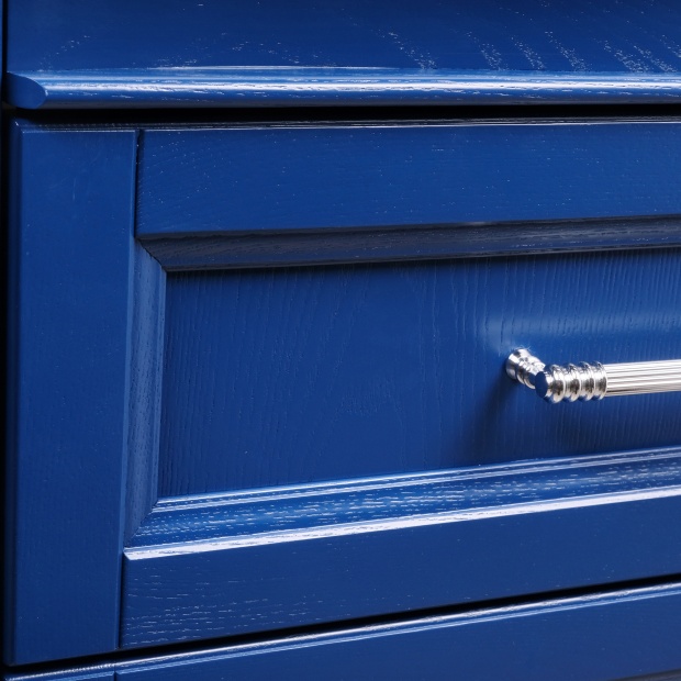 Тумба для комплекта ValenHouse Эстетика 80, синяя, подвесная, ручки хром