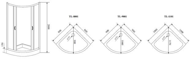 Душевой уголок TIMO TL 80x80x200 (TL-8001R)