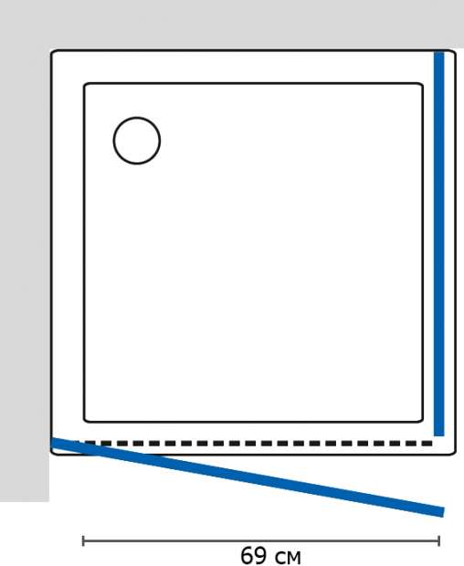 Душевой уголок GuteWetter Practic Square GK-401 левая 80x80 см стекло бесцветное, профиль матовый хром