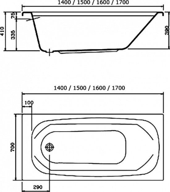 Ванна акриловая Vidima Сириус 160x70 (B155601)
