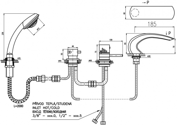 Термостат на борт ванны RAV SLEZAK DUNAJ TERMOSTAT (DT272.5P)