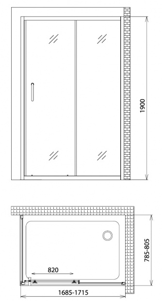 Душевой уголок GEMY VICTORIA 170x80 (S30191G-A80)