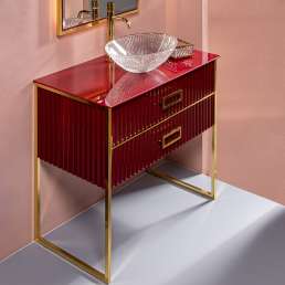 Тумба с раковиной Armadi Art Monaco 100 со столешницей бордо, золото