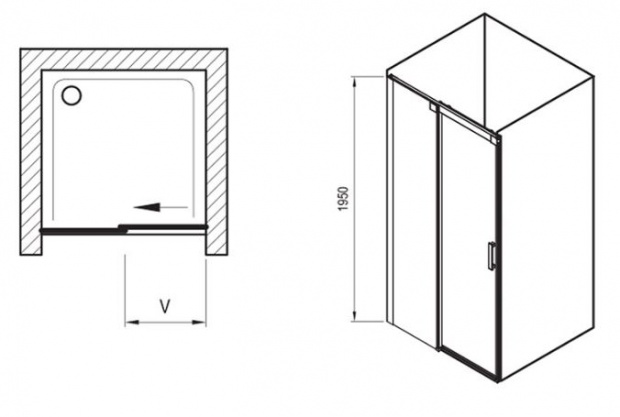 Душевая дверь RAVAK MATRIX 195x110 правая (0WPD0100Z1) MSD2-110 Transparent белый