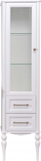 Шкаф-пенал ValenHouse Эстетика L, витрина, белый, ручки бронза