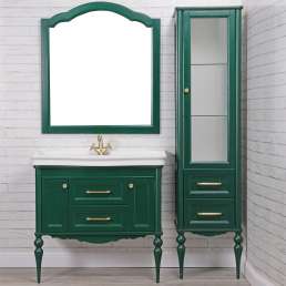 Комплект мебели ValenHouse Эстетика 100, зеленая, подвесная, ручки золото
